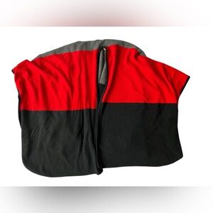 VINTAGE TOM SCOTT 100% CASHMERE COLOR BLOCK SHAWL RED BLACK MADE IN SCOTLAND